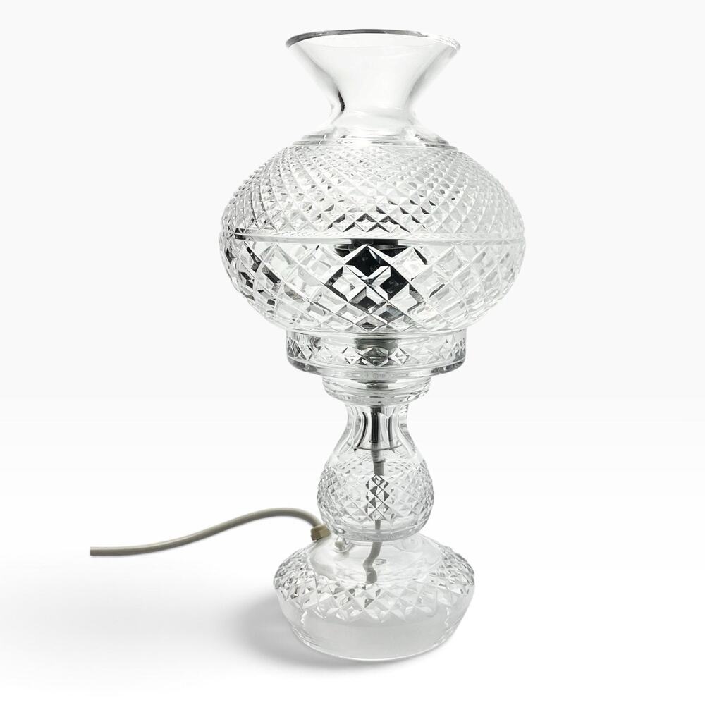 Waterford Inishmore/Inishmaan, Alana Electric Crystal Hurricane Table Lamp 14”